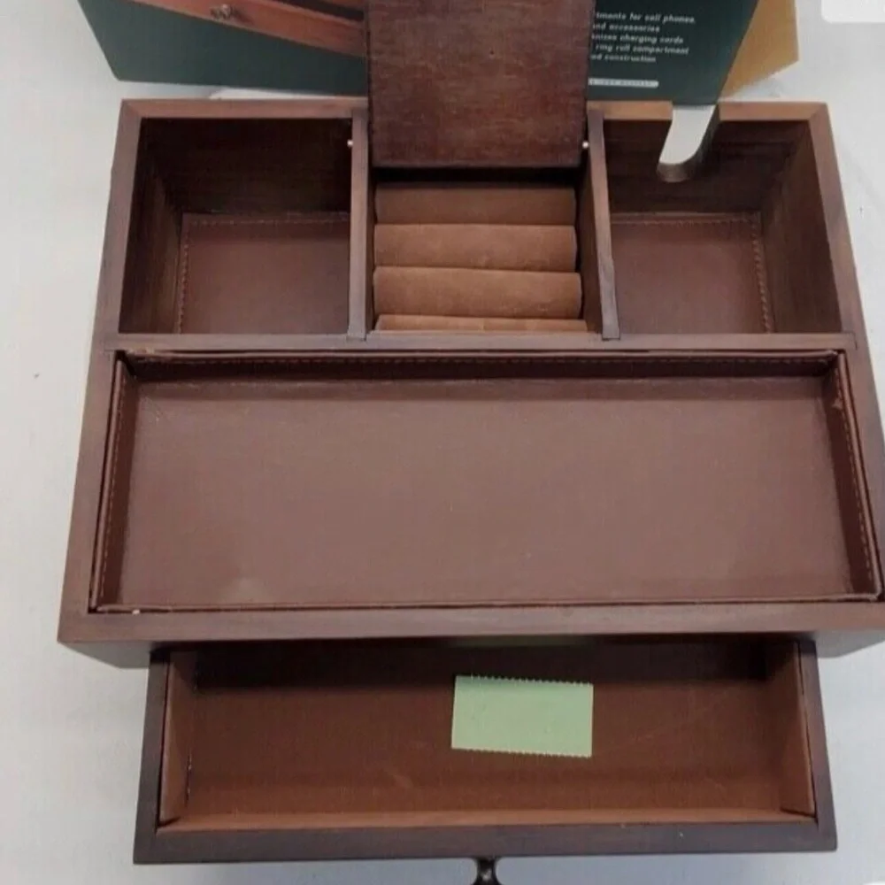 Brown Jewelry Valet with Charging Station